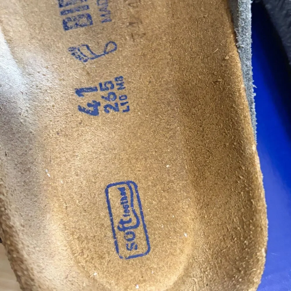 Birkenstock Sandals Arizona Suede Leather Stone Blue Adjustable Strap EUC EU 41
